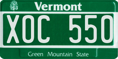VT license plate XOC550