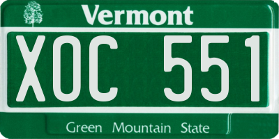 VT license plate XOC551