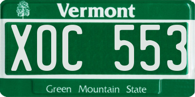 VT license plate XOC553