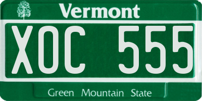 VT license plate XOC555