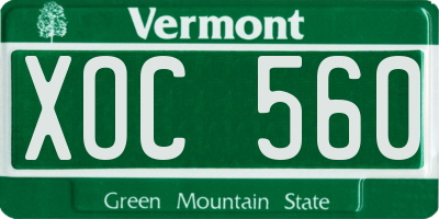 VT license plate XOC560