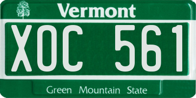 VT license plate XOC561