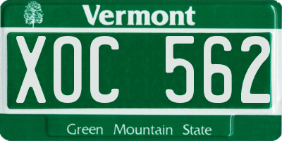 VT license plate XOC562