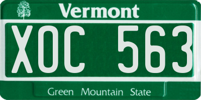 VT license plate XOC563