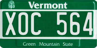 VT license plate XOC564