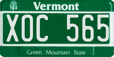 VT license plate XOC565