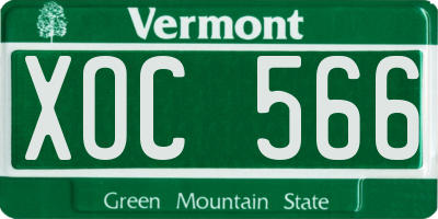 VT license plate XOC566