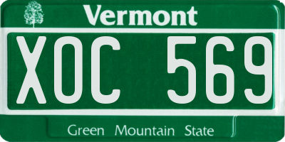 VT license plate XOC569
