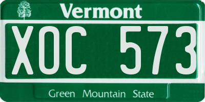 VT license plate XOC573