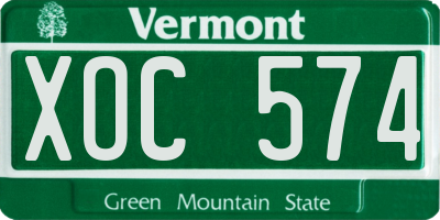 VT license plate XOC574