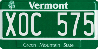 VT license plate XOC575