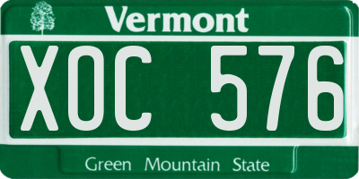 VT license plate XOC576