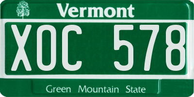 VT license plate XOC578