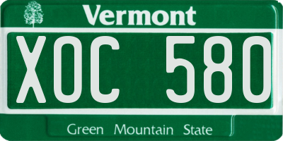 VT license plate XOC580
