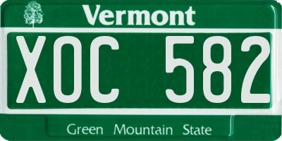 VT license plate XOC582