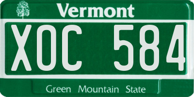 VT license plate XOC584