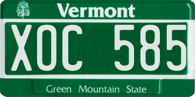 VT license plate XOC585