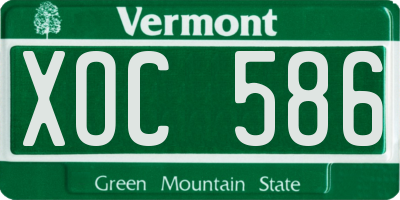 VT license plate XOC586