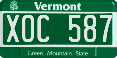 VT license plate XOC587