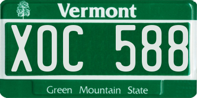 VT license plate XOC588