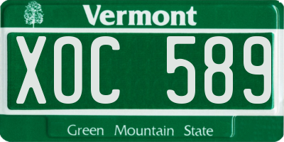 VT license plate XOC589
