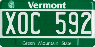 VT license plate XOC592