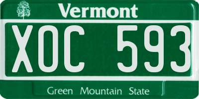 VT license plate XOC593