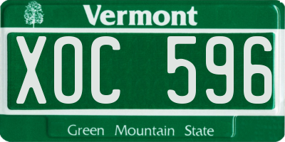VT license plate XOC596
