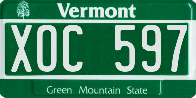 VT license plate XOC597