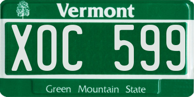 VT license plate XOC599