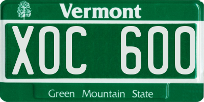 VT license plate XOC600