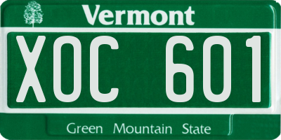 VT license plate XOC601