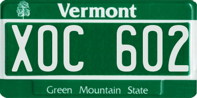 VT license plate XOC602