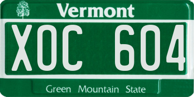 VT license plate XOC604