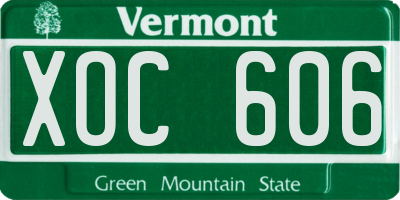 VT license plate XOC606