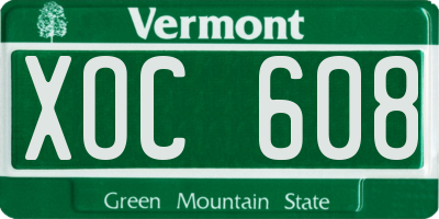 VT license plate XOC608
