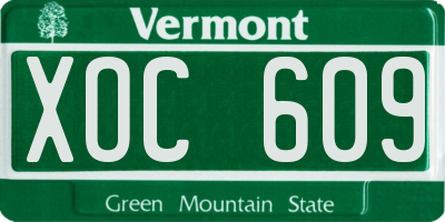VT license plate XOC609