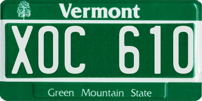 VT license plate XOC610