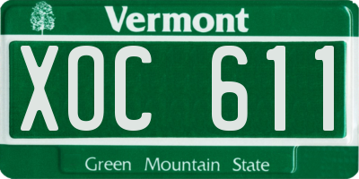 VT license plate XOC611