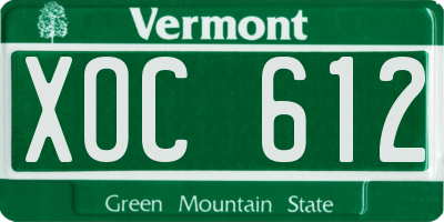 VT license plate XOC612