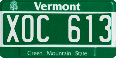 VT license plate XOC613