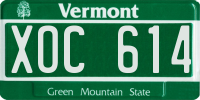 VT license plate XOC614