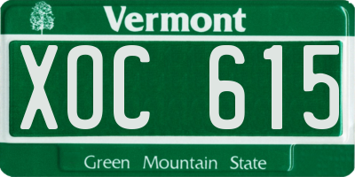 VT license plate XOC615