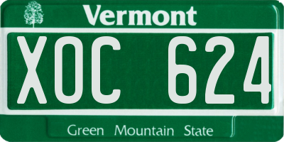 VT license plate XOC624
