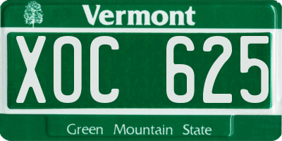 VT license plate XOC625