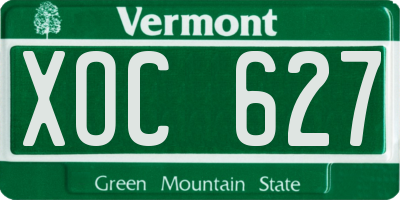 VT license plate XOC627