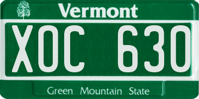VT license plate XOC630