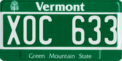 VT license plate XOC633