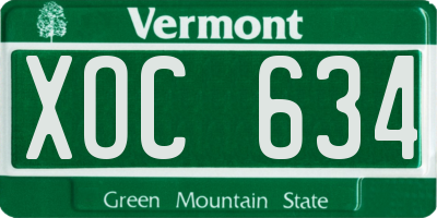 VT license plate XOC634