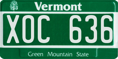 VT license plate XOC636